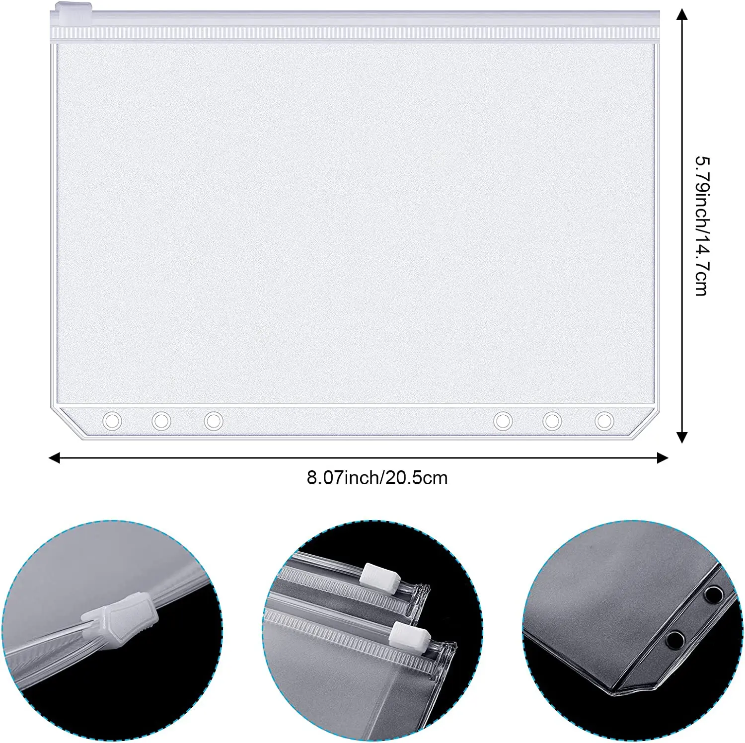 Waterproof A6 Binder Zipper Pockets - PVC Budget Envelopes for Notebooks and Planners