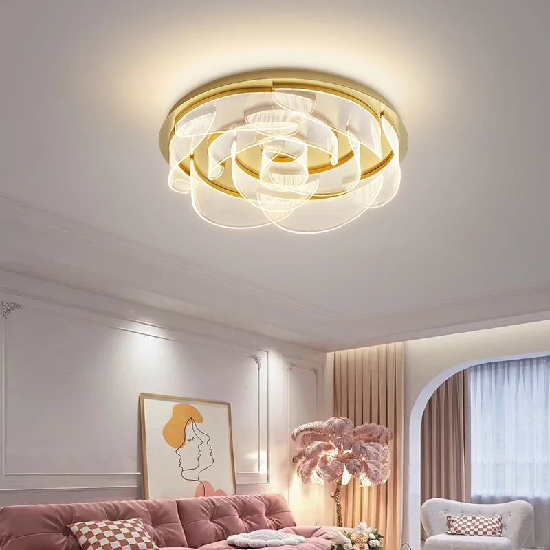 

Modern Minimalist Living Room Chandeliers Atmosphere Led Flush Mount Ceiling Lamp Nordic Luxury Restaurant Hall Gold Chandelier