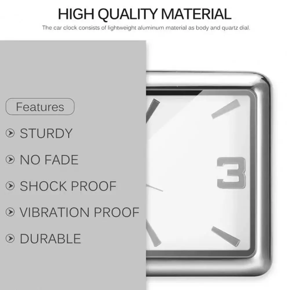 Auto Fashion Watch Square Car Clock Interior Decoration Self-adhesive Electronic Vent Clip Watch For Car Styling car clock