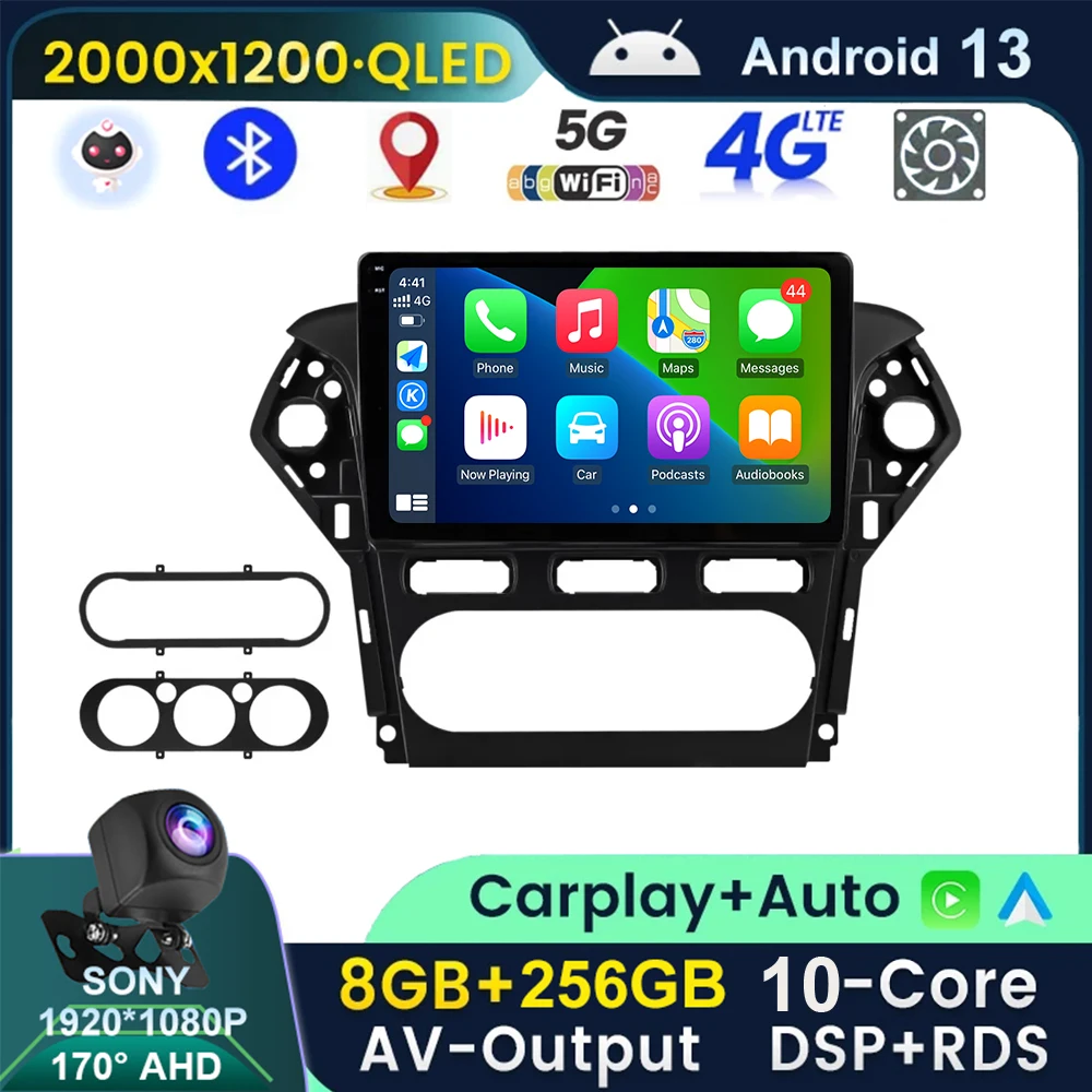 

Автомобильный радиоприемник 10 ядер для Ford Mondeo 4 mk4 2010-2014 Android 13 2 din мультимедийный видеоплеер Авторадио Carplay GPS