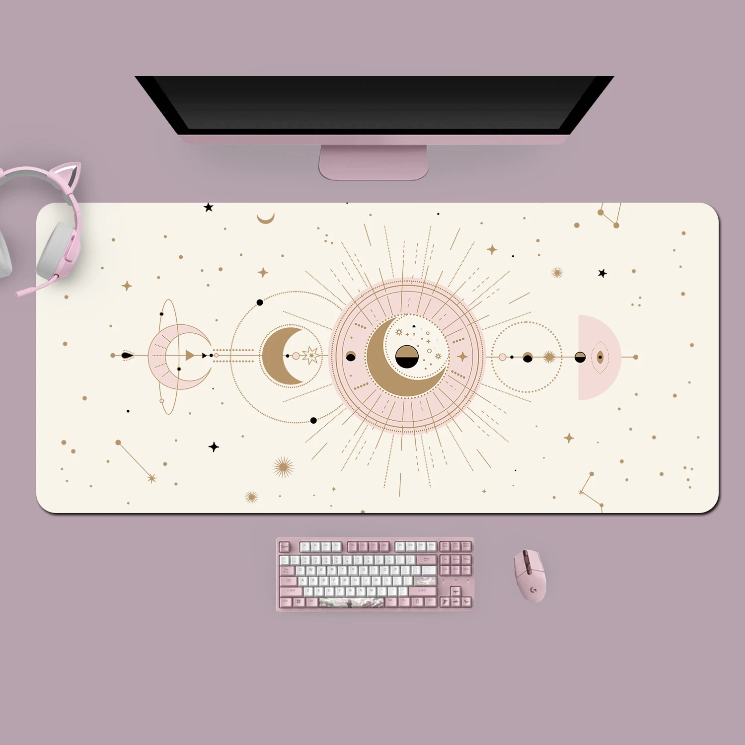 Extra grande kawaii gaming mouse pad espaço lua fase estrela galaxy xxl ...