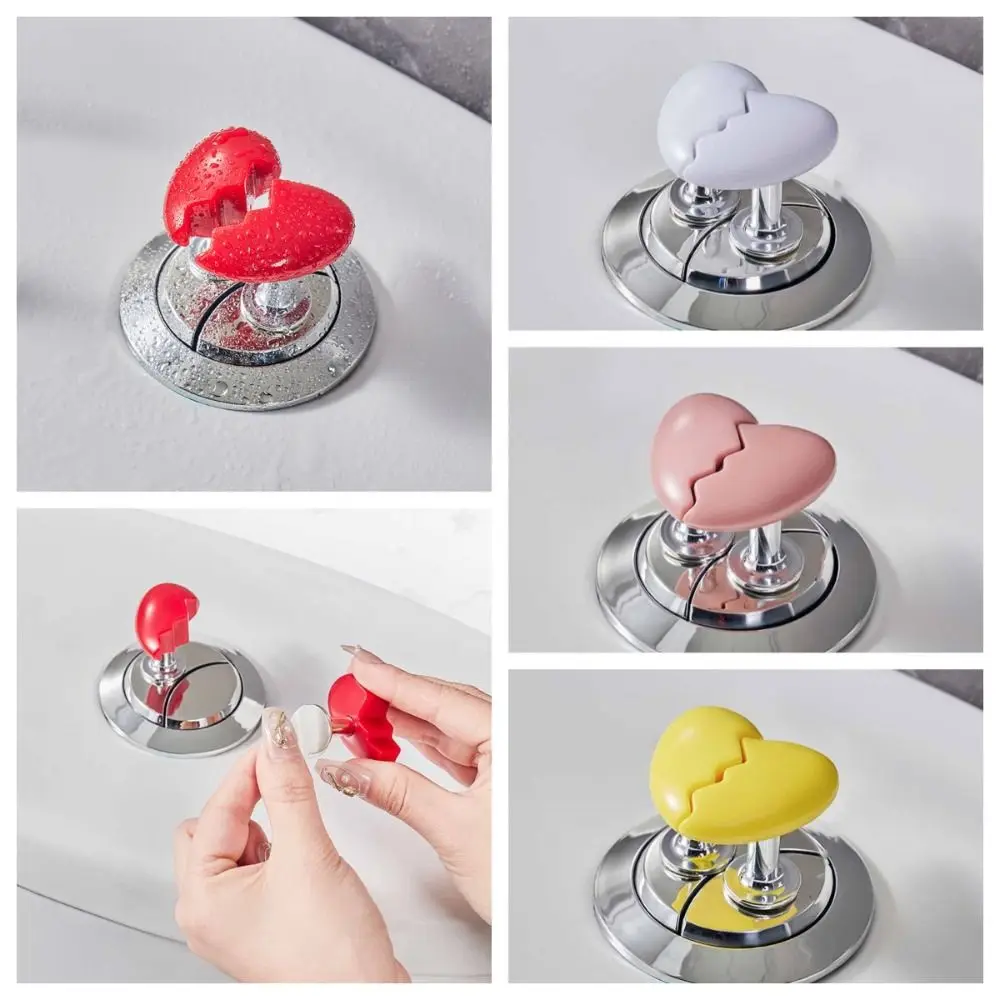 Broken Heart Shape Toilet Press Nail Protector Colorful Toilet Button Self-Adhesive Tank Flush Button Bathing Room Decor