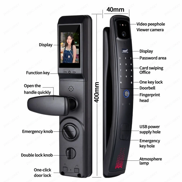 3D Face Recognition Tuya Wifi APP Smart Lock Fingerprint Password IC Card Code Biometric Key Voice Intercom Electronic Door Lock 5