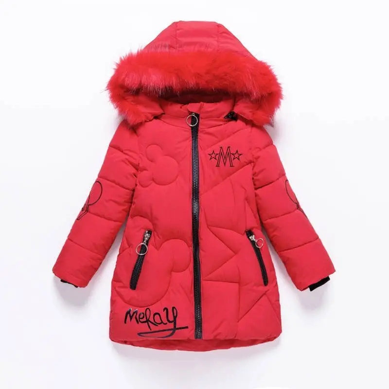 Girls Winter Jacket - Heavyweight Long Style Coat With Detachable Velvet Hood