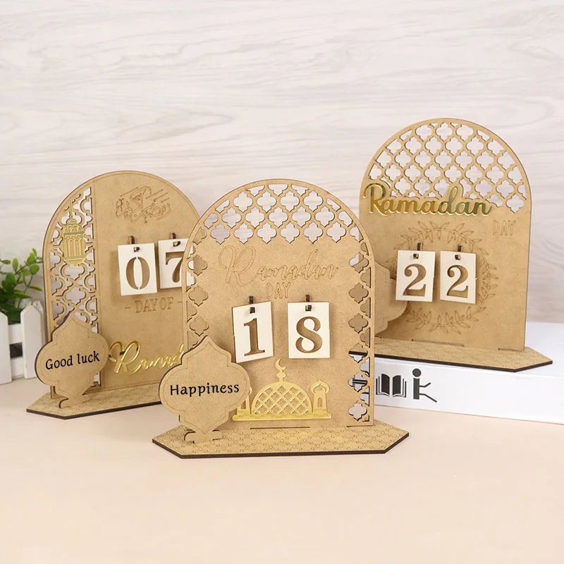Wooden Countdown Calendar Ramadan Decor Eid Mubarak Decorations for Home Ramadan Day Ornaments Eid Al Adha Advent Calendar