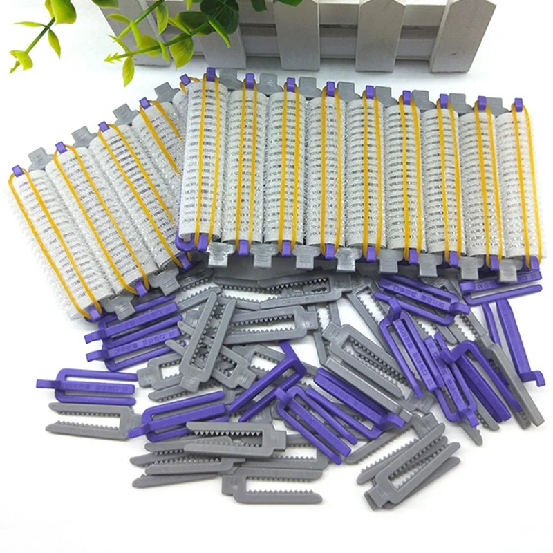 SANQ 24Pcs/Set Salon Nylon Hook & Loop Hair Rollers Set Root Perm Rods Bars Curlers with Clips Rubber Bands