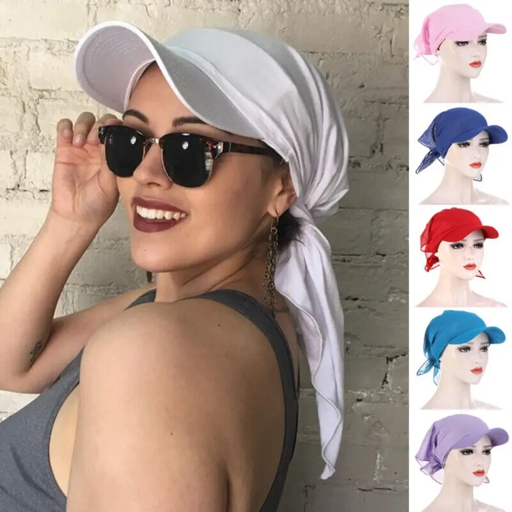 

Solid Color Turban Hat New 56-58cm Polyester Sun Visor Caps Sun Hat