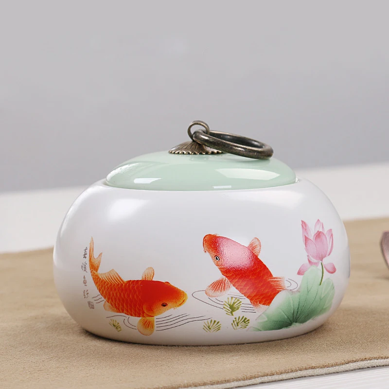 Ceramic Japanese Style Tea Caddies Dried Fruit Storage Cans Sealed Bottle Tea Accessories