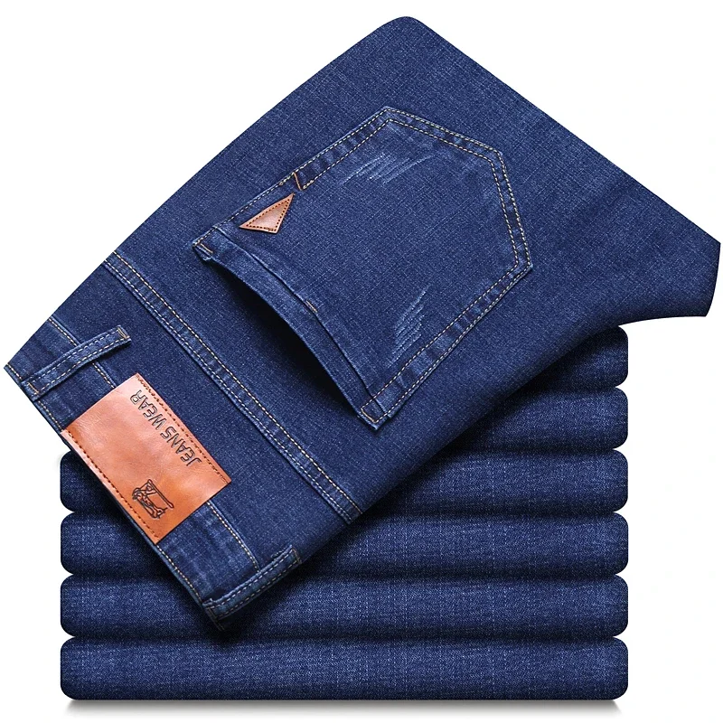 2025 New Business Men's Jeans Casual Comfortable Straight Stretch Fashion Classic Premium Blue Black Denim Pants Large Pants 2