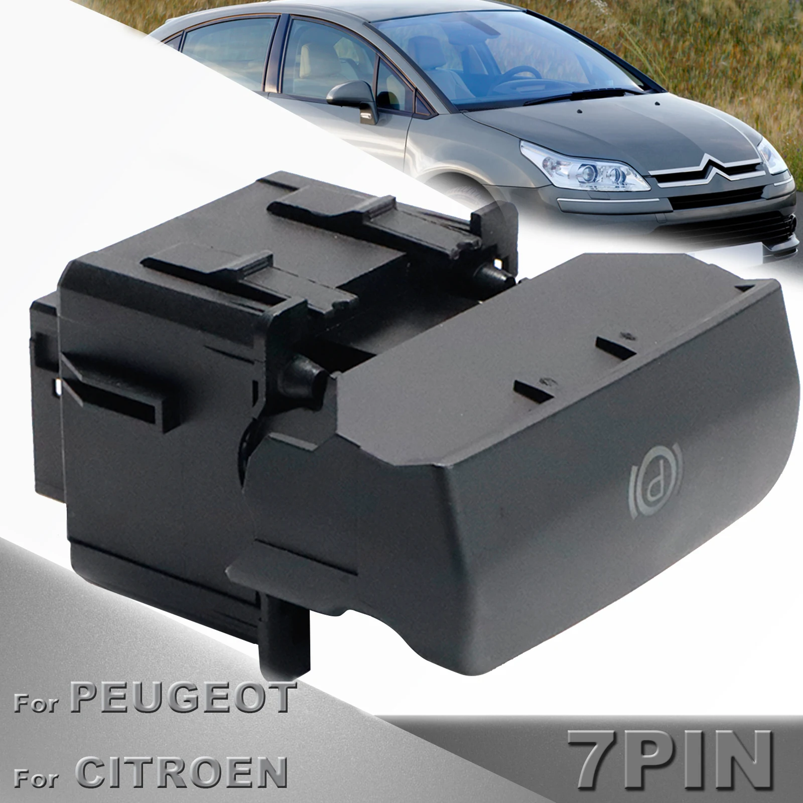 KASturbo Handremschakelaar Knop voor C4 Picasso DS4 470702, Parkeerremschakelaar voor 3008 5008 470706 470703 (rechts zwart