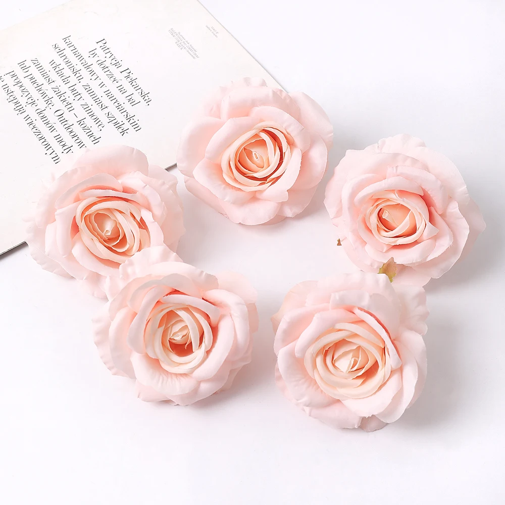 2/5Pcs 10cm Künstliche Rose Seide Blume Köpfe Simulierte Blume Hause Raum Dekoration Hochzeit Dekoration DIY Kranz zubehör – Detail 8