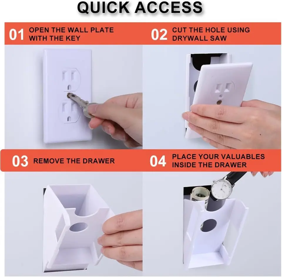 Socket Safe, Outlet Safe, Hidden Wall Money Safe, Key Lock Storage Safe, Secure Electrical Outlet Safe For Home, Perfect Storage For Money, Cards, And Small Valuables - View #4