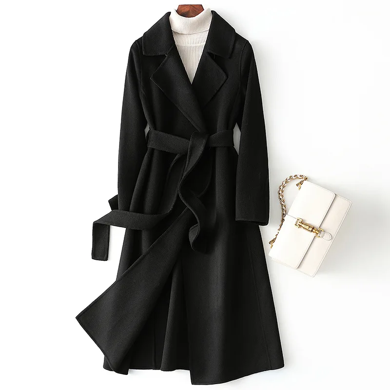 

Double Sided Cashmere Sweater For Women's New Slim Fit And Slim Fit, Hepburn Style Long And High-End Woolen Sweater