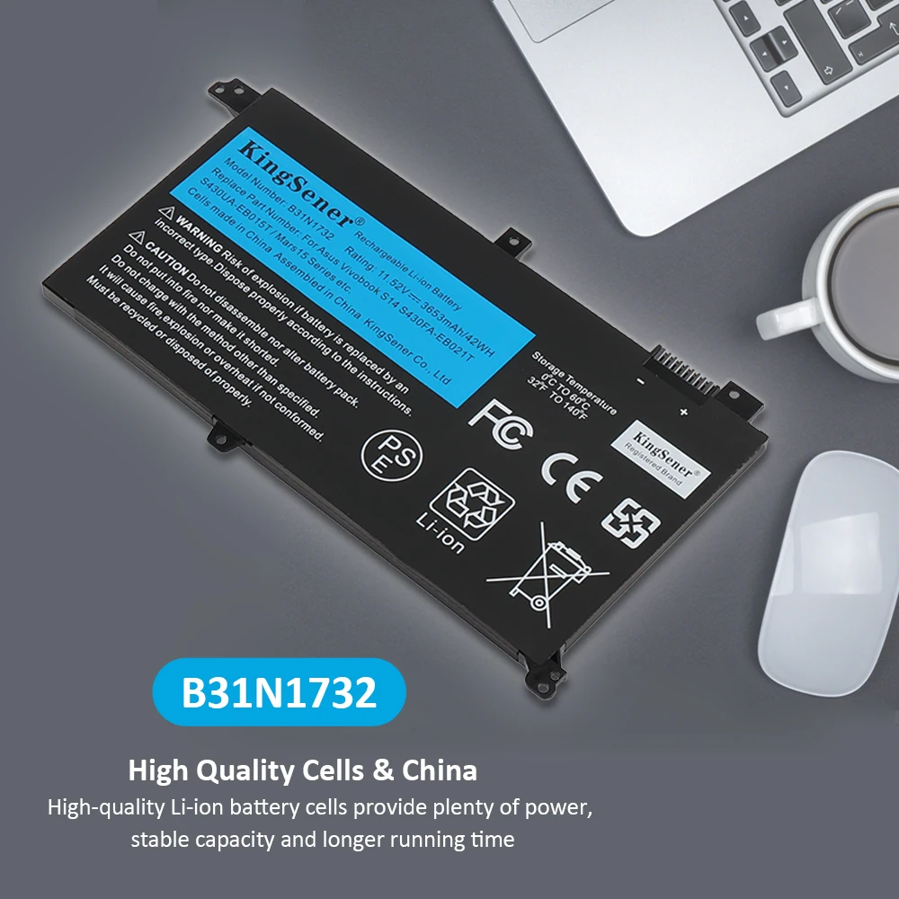 Kingsener-bateria do Portátil para Asus Vivobook B31n1732 X430ua X430uf X430un X430fa X430fn X571g X571lh X571gt 11.52v 42wh - Imagem 4