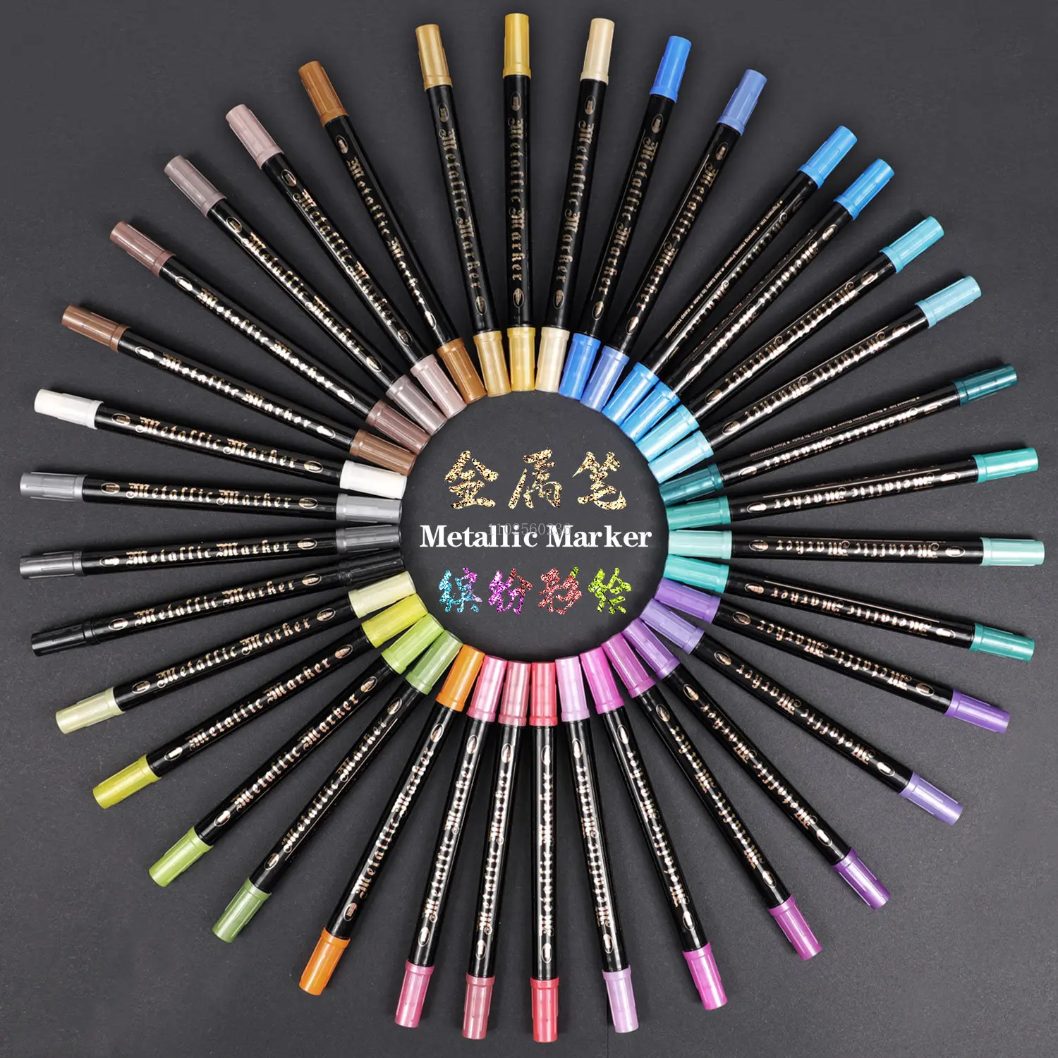36 Colors Brush Markers Set Soft Flat Tip Metallic Paint Acrylic Pens for Art Lettering Calligraphy Drawings Rock Painting Stone