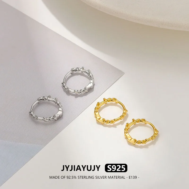 

JYJIAYUJY 100% Sterling Silver S925 Hoop Earrings Wreath Style Two Color High Quality Fashion Jewelry Gift Daily Use E139