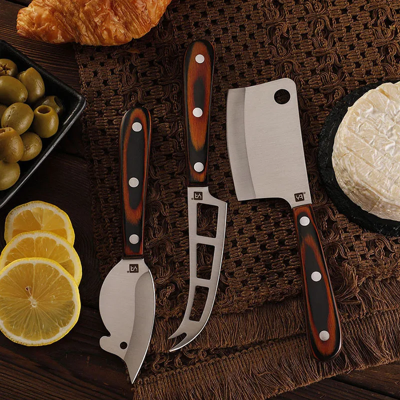Multipurpose Cheese Cutter Stainless Steel Knife Wooden Handle Butter Fruit Knife Forks Charcuterie Board Accessories butter knife cheese knife