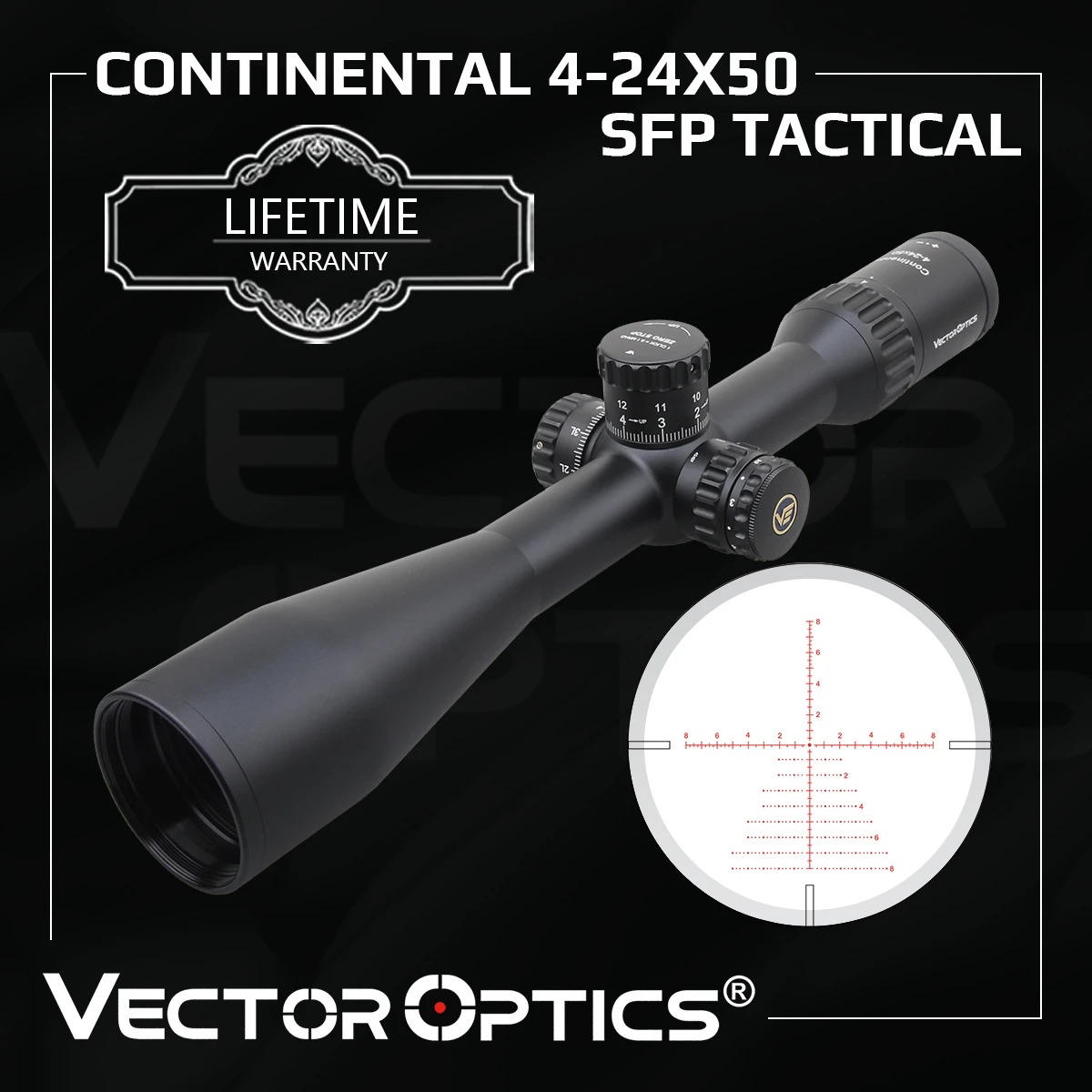 Vector Optics Continental X6 424x50 Tactical Riflescope With All