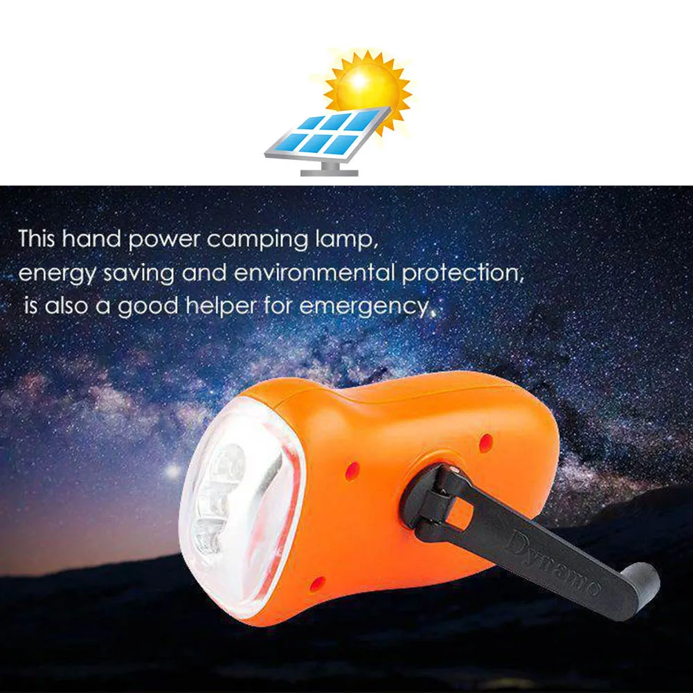 

Rechargeable LED Flashlight Survival Gear Self Powered Charging Torch Hand Crank Solar Powered Dynamo for Fishing Camping Hiking