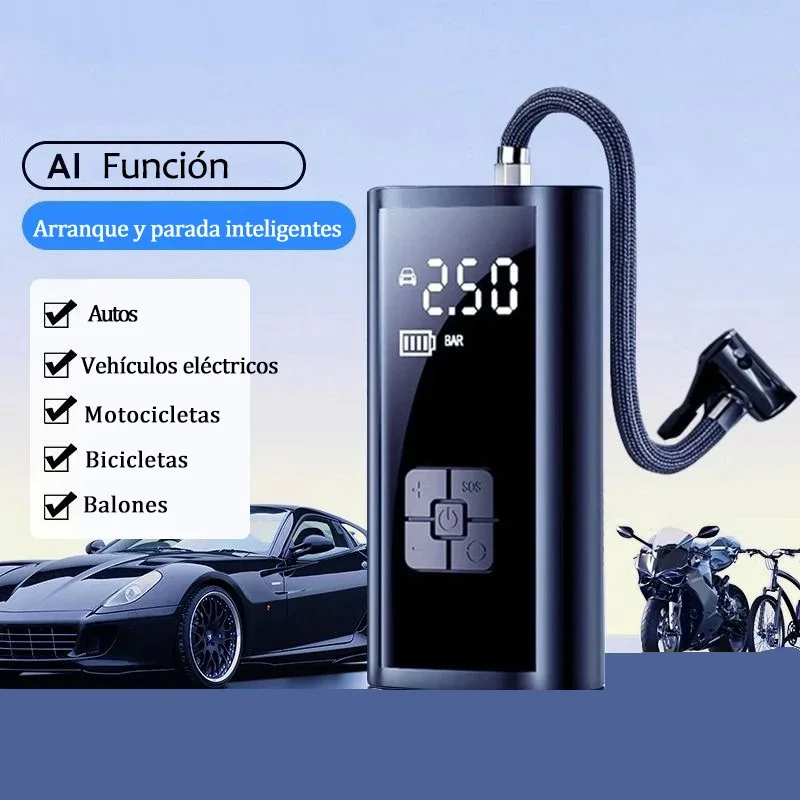 Compresor de aire inalámbrico para coche, inflador de neumáticos inteligente, bomba eléctrica portátil para motocicleta/bicicleta/bolas, carga rápida tipo C, 150PSI