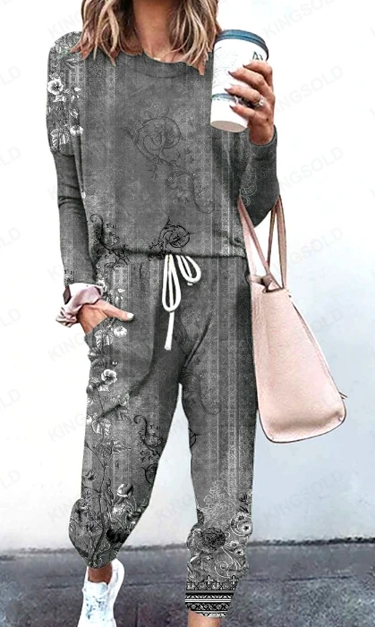 Women's Leisure Suits 2024 Spring Summer Latest Fashion Commuter Parcel Loose Long sleeved Simple T-shirt Comfortable Pants Set