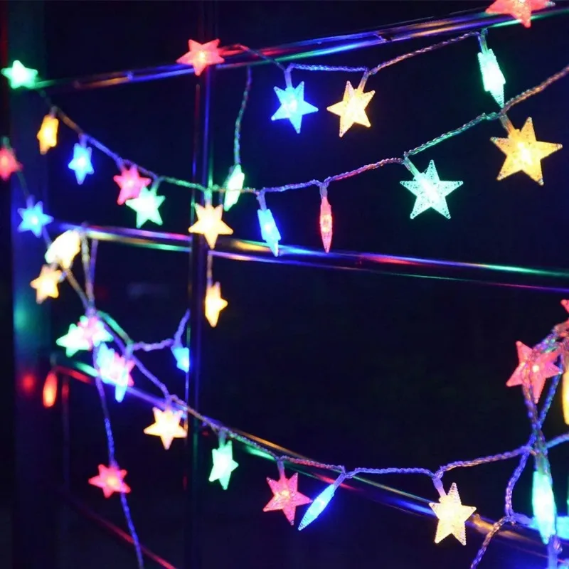 thumbnail image 1 of Guirnalda de luces LED con forma de estrella de 120 LED y 10 m, con enchufe europeo, para Navidad, fiestas, bodas, luces decorativas de hadas, 1 of 5