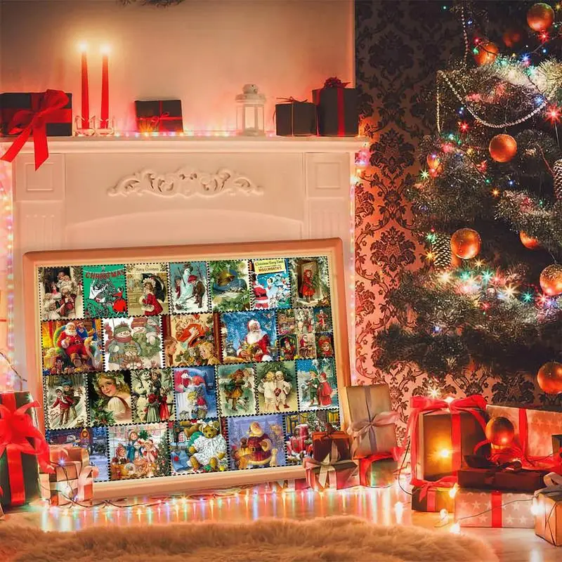 1008 Pieces Puzzle Advent Calendar for Kids Christmas 24 Days Surprise Countdown Puzzles Set Cute Calendar Puzzles Gift Box