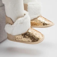 Sequin Newborn Baby Boys Girls Boots Warm Fluffy Soft Anti-slip Toddler First Walkers Multicolor Winter Infant Baby Shoes 0-18M 5