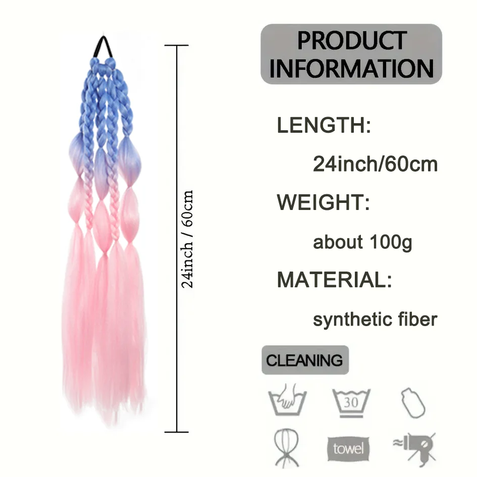 Allaosify Synthetic Hair Ladies 24-inch Colorful Bubble Ponytail, 5-strand braids, and vocal braids for beauty