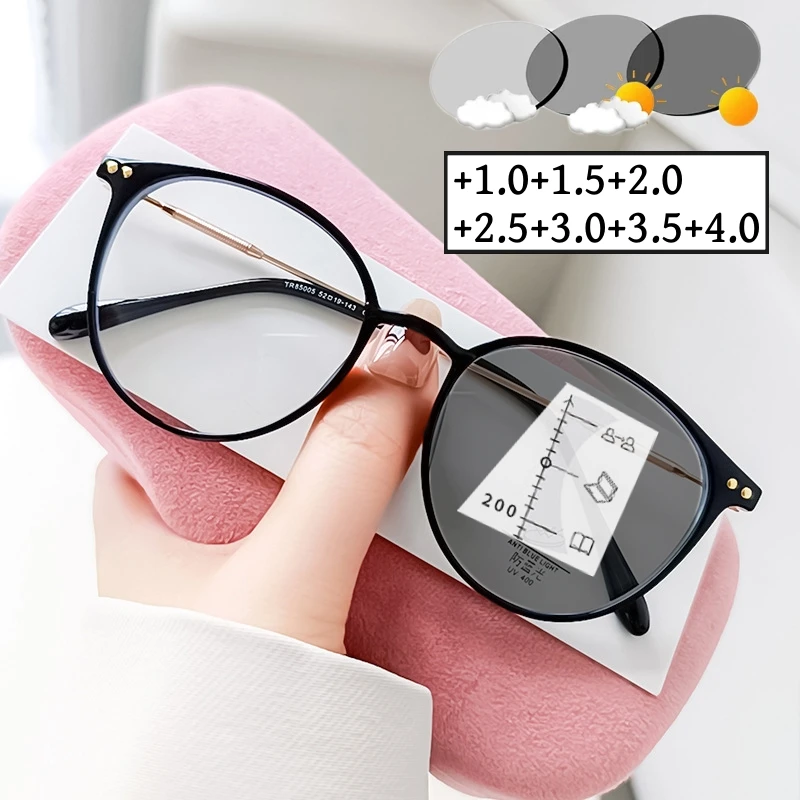 Vintage weitsichtige photo chrome Brille Mode runde progressive multifokale Lesebrille für Frauen Männer Farbwechsel brillen