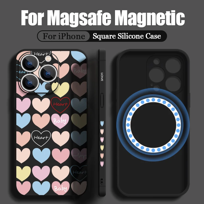 Magnetic Love Heart Case with Built-in Metal Plate and Lanyard