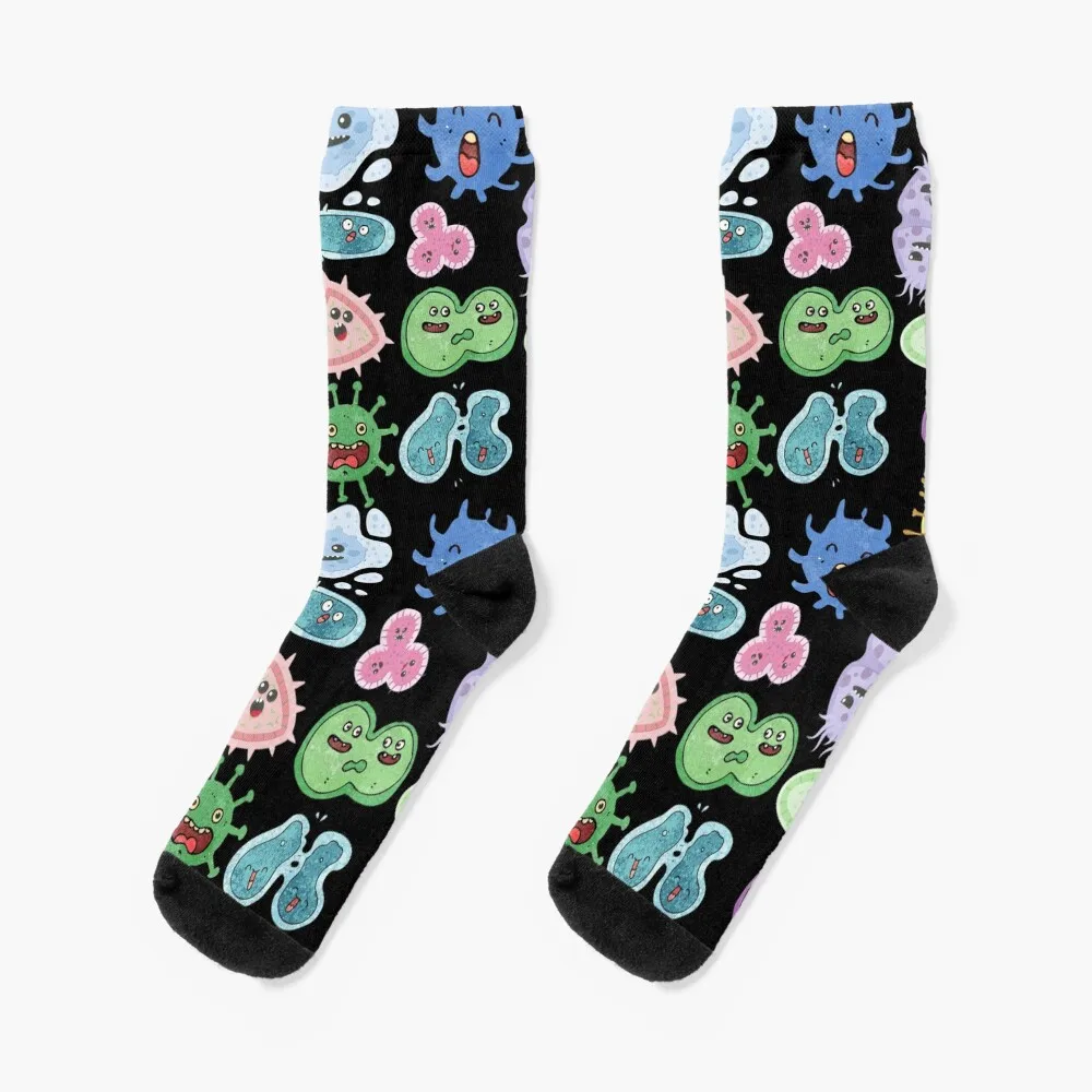 

Cute Microbes Bacteria, Virus, Ecoli MicroBiology Seamless Pattern Sticker Pack. Socks loose winter Socks Ladies Men's