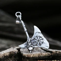 Viking Celtic Wolf Raven Axe Pendant With Skull Odin's Symbol scandinavian Rune Leather Rope Nacklace Charm Male  Amulet Jewelry