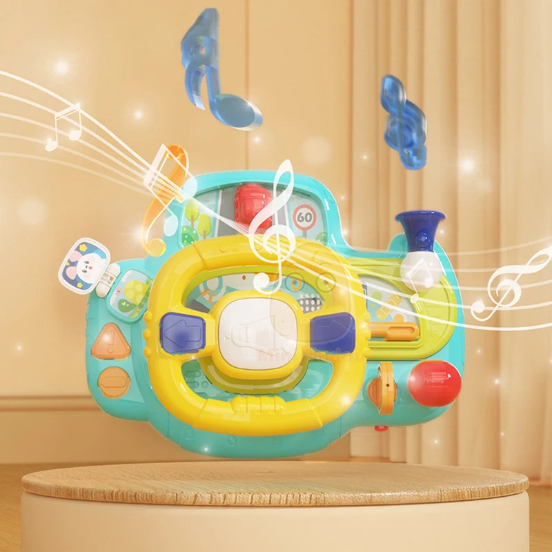 Baby Stroller Toy Simulational Steering Wheel Eletric Music Light Sound Car Copilot Desk Game Early Educational Toys For Childre