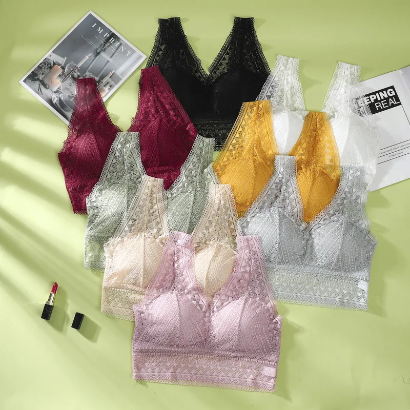 

Sexy French Bra for Women Lace Floral Bralette Underwear Ladies Wireless Padded Seamless Bra Padding Bras for Women Bralette
