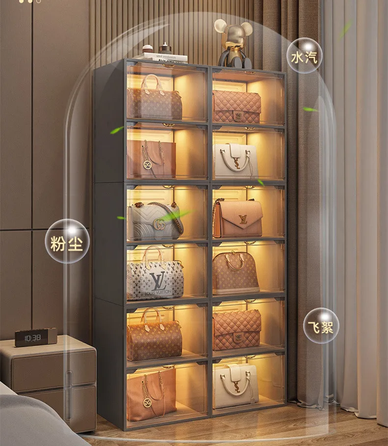 가정용 경량 럭셔리 가방 보관함, 방진 투명 럭셔리 인형 잡화 전시 캐비닛 부츠, 신발 캐비닛, 4 레이어