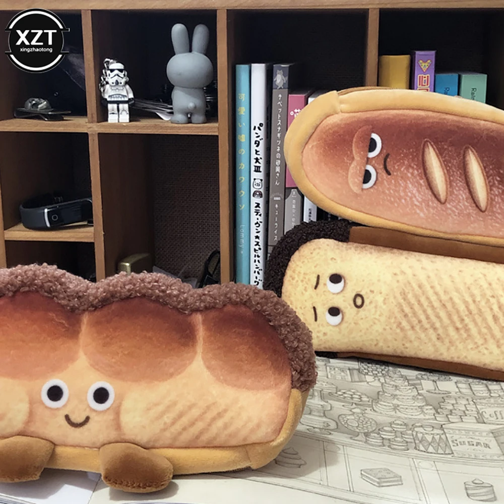 Funny bread cute pencil case plush creative pencil bag School stationery bag Children pen case prizes gifts Student pencil cases - 3