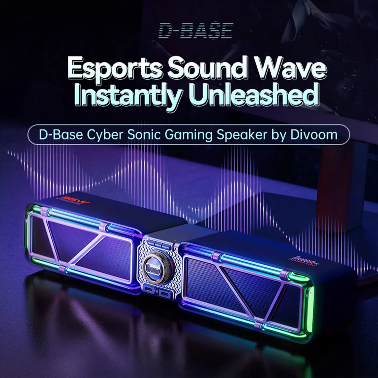 디붐 D-베이스 게이밍 데스크탑 스피커 맞춤형 RGB 조명 효과 24비트 DSP 듀얼 노이즈 캔슬링 마이크