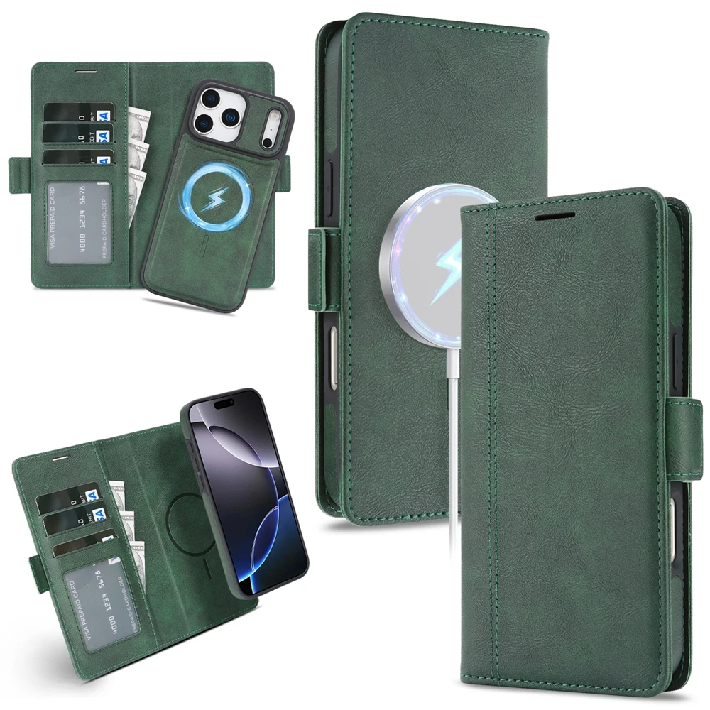 2-in-1 Magnetic Wallet Case with Wireless Charging and Card Slot