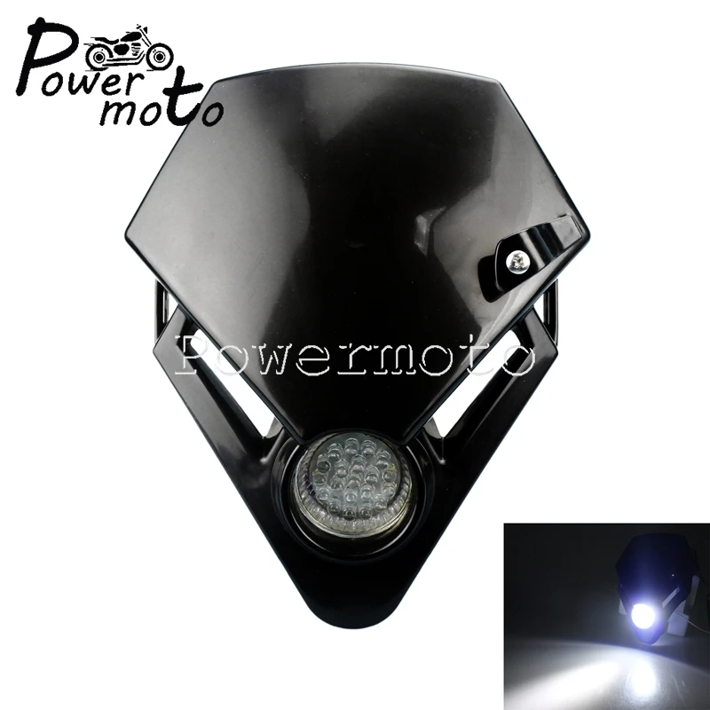 Phare Avant LED Enduro Dirt Bike – Double Optique Route/croisement Compatible Yamaha, Suzuki, Kawasaki, Honda