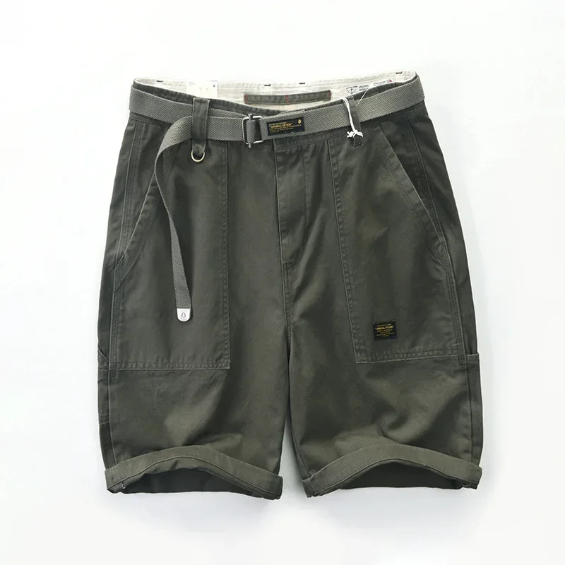 남성용 루즈 카고 반바지, 100% 코튼 캐주얼 비치 스트리트웨어 바지, 오버사이즈 의류, AZT120, 여름 신상