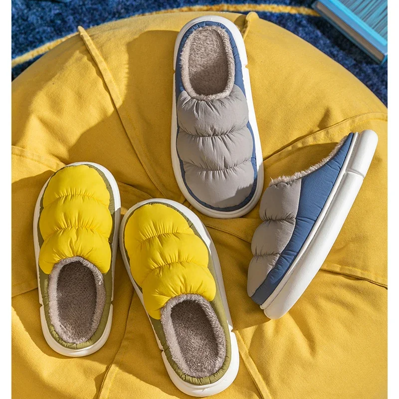 Home Fuzzy Slipper Women Winter Warm Fur Plush Non Slip Indoor Lazy Female Thermal Furry House Shoe Flat flip flop Male Men