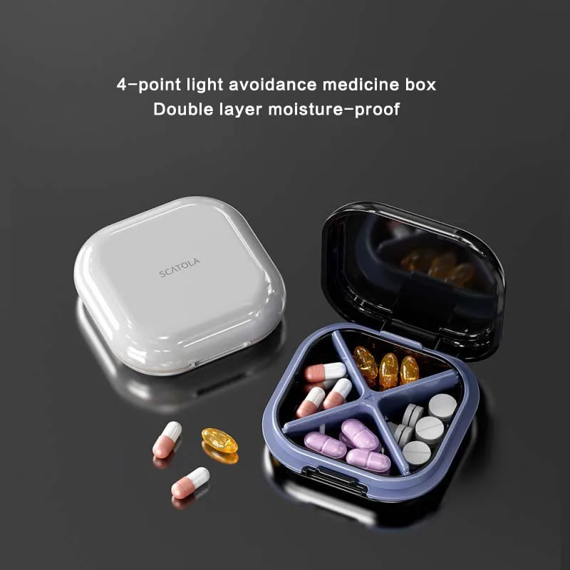 Compact Outdoor Travel 4-Compartment Pill Organizer and Storage Box