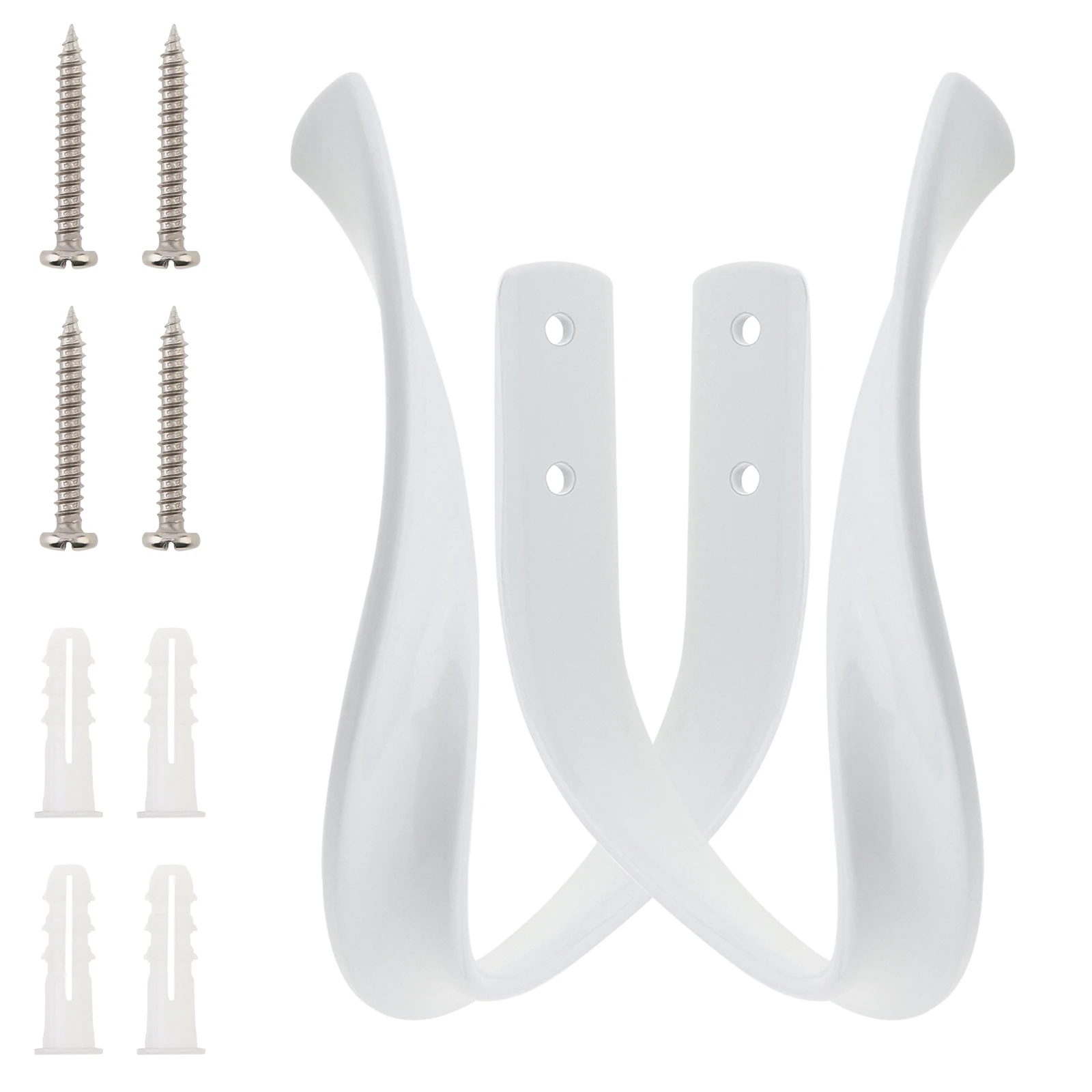 Modern Concise U-shaped Aluminum Alloy Curtain Hooks 2pcs for Living Room/Bedroom/Office with Screws,Wall Mounted Curtain Holder