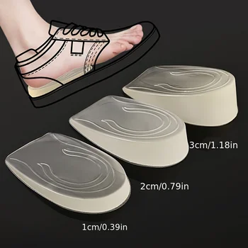 Soletta per aumento di altezza in gel di silicone Inserti per sollevamento del tallone Protezione per la cura del piede della scarpa Cuscino elastico Inserto di supporto per arco plantare per unisex 1
