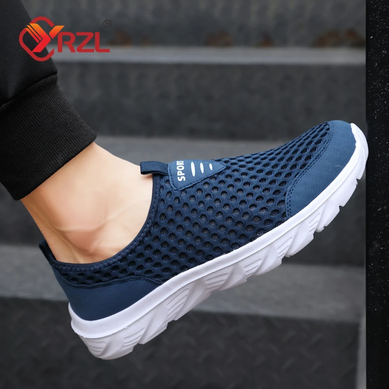 YRZL Lightweight Men Casual Shoes Breathable Slip on Male Casual Sneakers Anti-slip Men's Flats Outdoor Walking Shoes Size 39-46 5