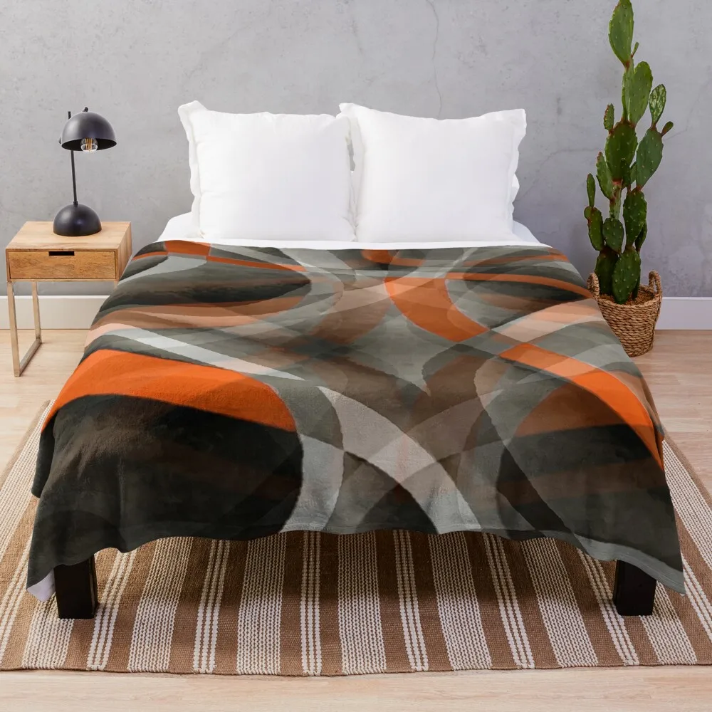 

Eighties Burned Orange On Grey Abstract Strip Pattern Throw Blanket Softest Blanket Thin Blanket Hair Blanket Moving Blanket