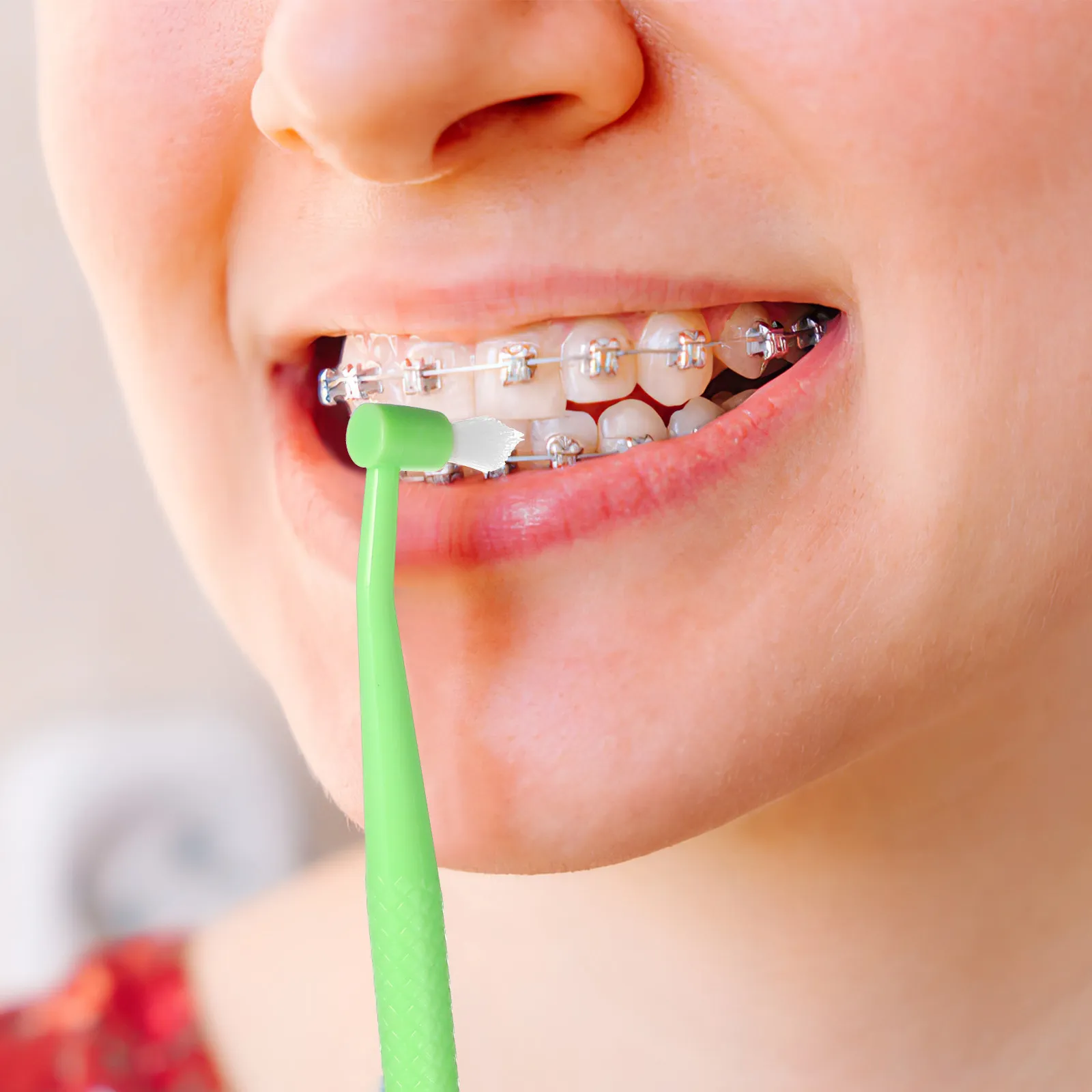 8개입 양면 이중 헤드 칫솔, 부드러운 교정용 칫솔, 십대용, 정밀 치아 세척, 치간 공간 브러쉬