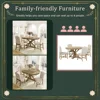 Retro Style 5-Piece Round Dining Table Set for 4, Extendable Table with 4 Upholstered Chairs for Dining Room 6