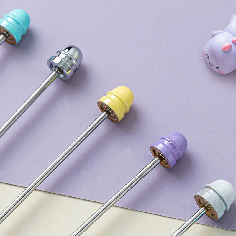 금속 구슬 장식 펜, 크리에이티브 DIY 비즈 볼펜, 샤프트 포함, 검정 잉크, 문구, 학교 사무용품, 어린이 선물, 90 개